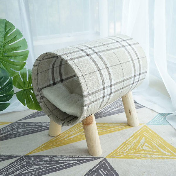 Καρό τούνελ γάτας για παιχνίδι με ξύλινα πόδια