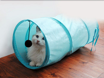 Тунел за игра на котки в син цвят 
