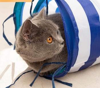 Πολύχρωμο τούνελ για παιχνίδι για γάτες