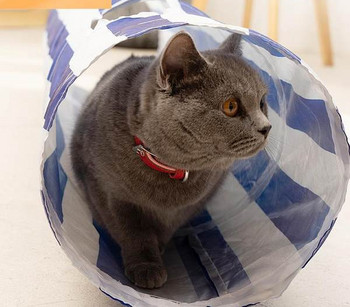 Πολύχρωμο τούνελ για παιχνίδι για γάτες