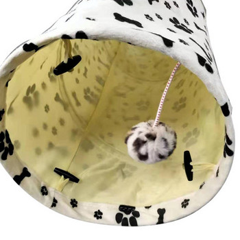 Плюшен тунел за котки с висяща играчка