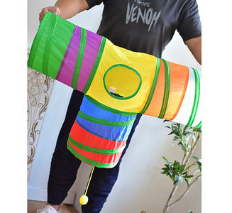 Mitmevärviline tunnel kassidele kahes mudelis