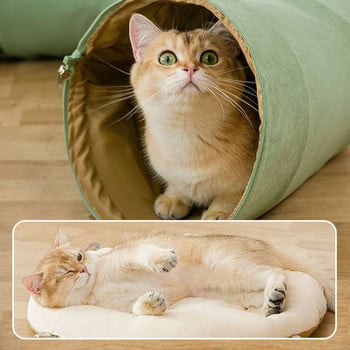 Κρεβάτι γάτας και τούνελ παιχνιδιού - 2 σε 1