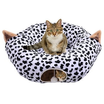 Котешки тунел за игра и спане с животински десен