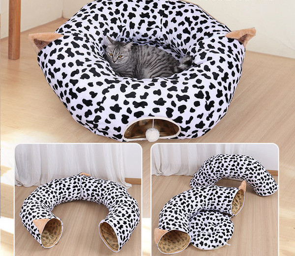 Tunel pentru pisici pentru joacă și dormit cu model animal