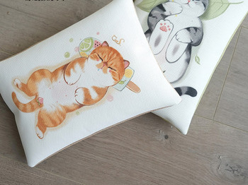 Ορθογώνιο υφασμάτινο μαξιλάρι με έγχρωμη εκτύπωση για γάτες