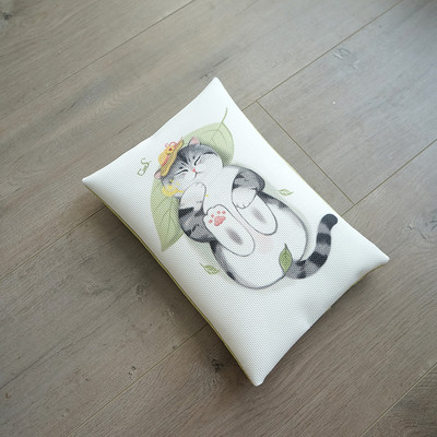 Värvilise trükiga ristkülikukujuline tekstiilist padi kassidele