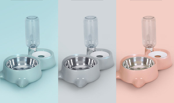 Dozator automat dublu pentru mancare si apa pentru pisici