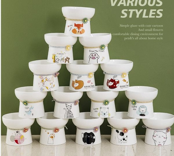 Керамична купа на стойка с декорация за котки