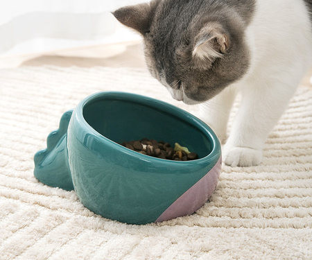 Керамична купа за котки с форма на динозавър
