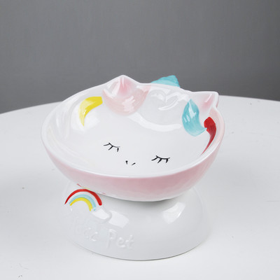 Bol din ceramica cu aplicatie potrivit pentru mancarea pisicilor