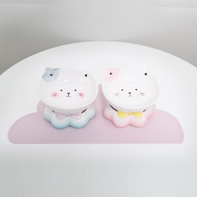 Bol din ceramica cu aplicatie potrivit pentru mancarea pisicilor