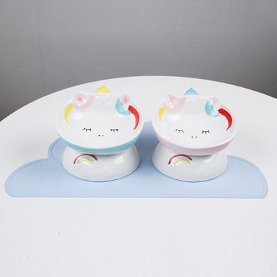 Bol din ceramica cu aplicatie potrivit pentru mancarea pisicilor