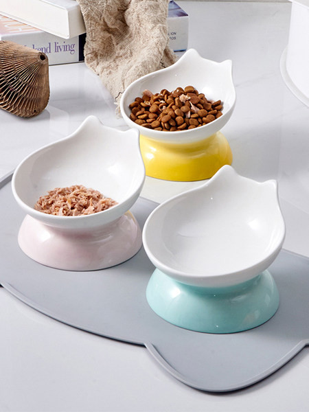 Bol din ceramică pentru pisici pe suport