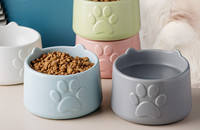 Mitmes värvitoonis keraamiline kauss, mis sobib lemmikloomatoiduks