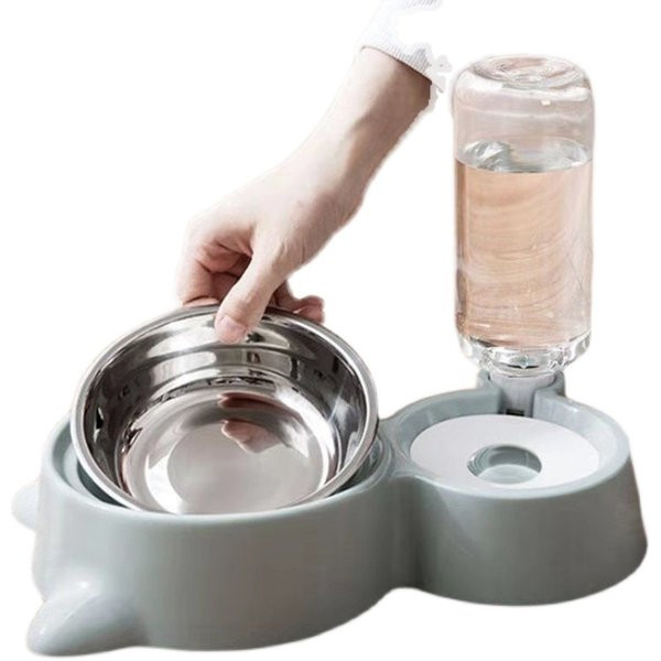 Bol dublu pentru hrana pentru pisici si dozator de apa