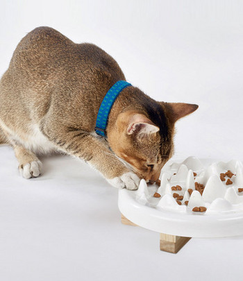 Керамична купа за храна на котки за бавно хранене