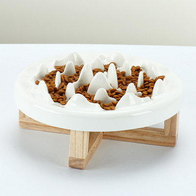 Керамична купа за храна на котки за бавно хранене