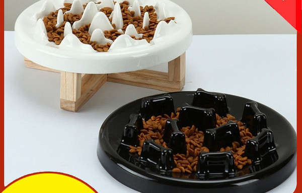 Керамична купа за храна на котки за бавно хранене