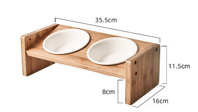 Kačių maisto dubuo su mediniu stovu