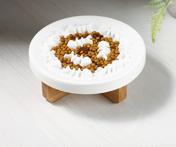 Керамична котешка купа с дървена стойка или без 