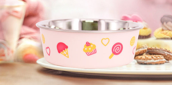 Цветна котешка купа за храна - метална