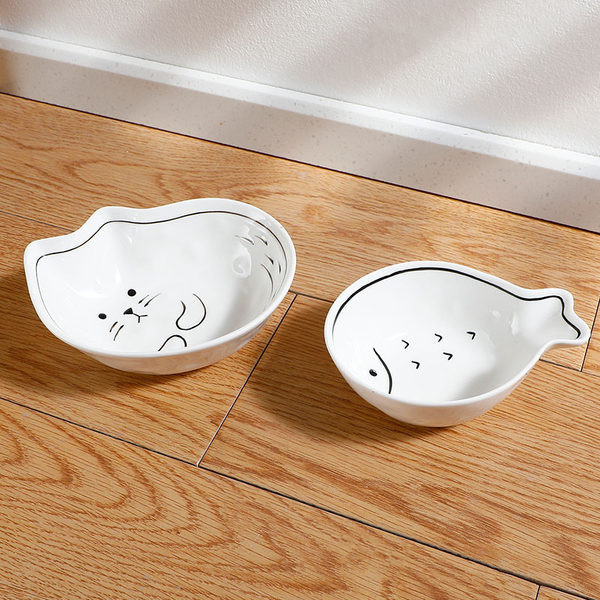 Κεραμικό μπολ για γατοτροφή σε λευκό χρώμα