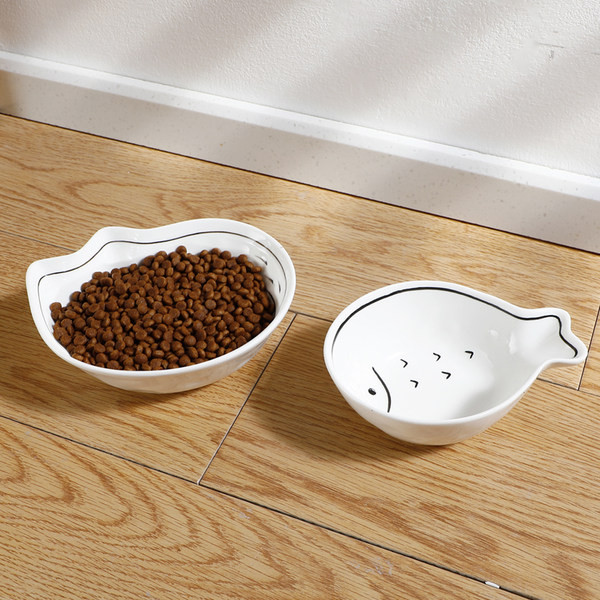 Κεραμικό μπολ για γατοτροφή σε λευκό χρώμα