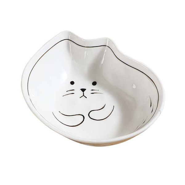 Κεραμικό μπολ για γατοτροφή σε λευκό χρώμα