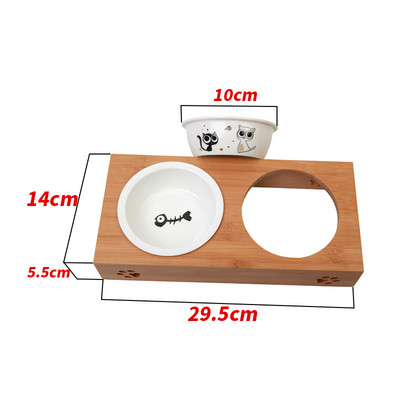 Διπλό μπολ με ξύλινη βάση