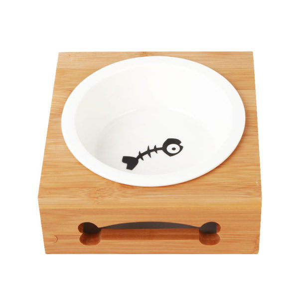 Διπλό μπολ με ξύλινη βάση