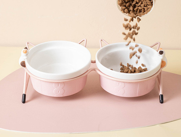 Bol din ceramică pentru mâncare pentru pisici - una sau două bucăți