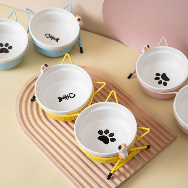Bol din ceramică pentru mâncare pentru pisici - una sau două bucăți