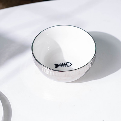 Suport metalic cu bol ceramic pentru hrana pisicilor