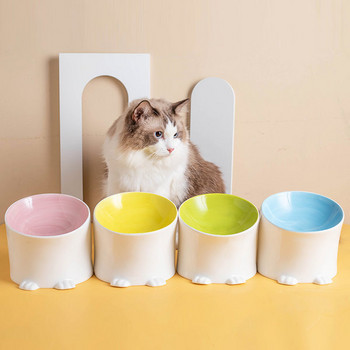 Керамична купа с наклон за храна на котки