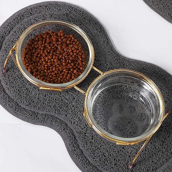 Bol transparent pentru hrana pisicii cu suport