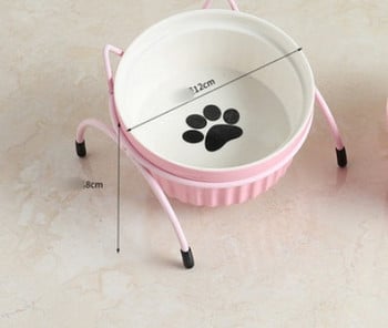 Κεραμικό μπολ με βάση για φαγητό και νερό για γάτες