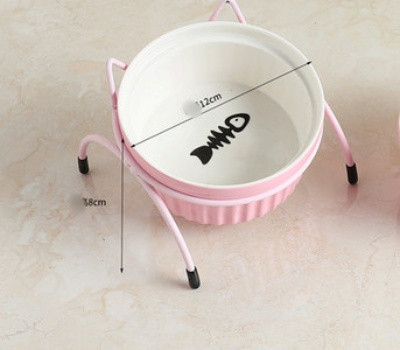 Bol din ceramică cu suport pentru hrană și apă pentru pisici