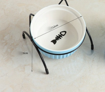 Bol din ceramică cu suport pentru hrană și apă pentru pisici