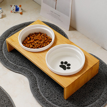 Кръгла  керамична купа за храна на котки