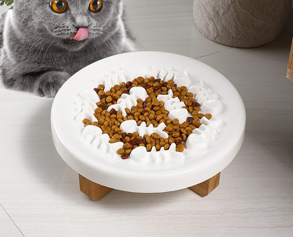 Στρογγυλό κεραμικό μπολ για γατοτροφή