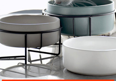 Keraamiline kauss kassitoidu jaoks – alusega või ilma