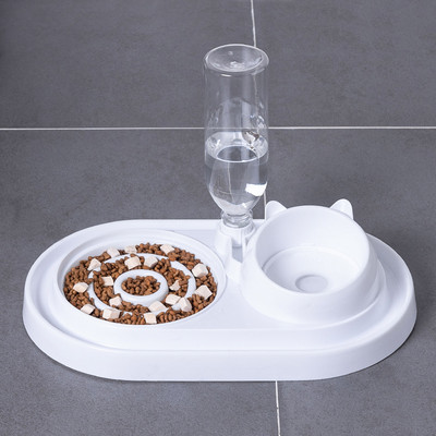 Bol dublu pentru pisici cu doua compartimente pentru mancare si apa