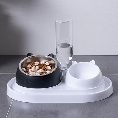 Bol dublu pentru pisici cu doua compartimente pentru mancare si apa