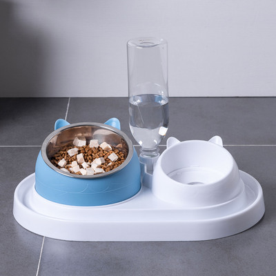 Bol dublu pentru pisici cu doua compartimente pentru mancare si apa