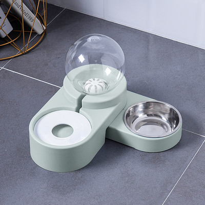 Bol dublu pentru pisici cu doua compartimente pentru mancare si apa