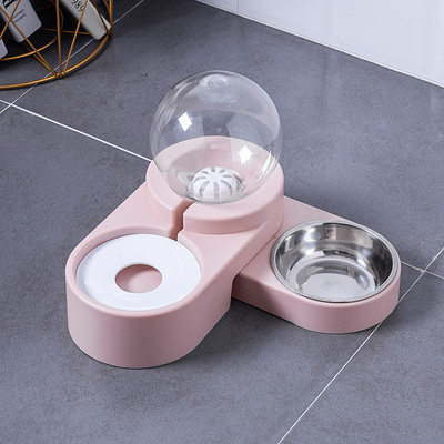 Bol dublu pentru pisici cu doua compartimente pentru mancare si apa