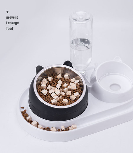 Bol dublu pentru pisici cu doua compartimente pentru mancare si apa