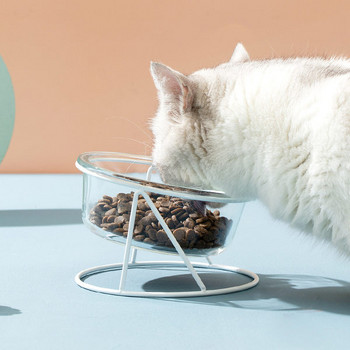 Стъклена купа за храна на котки - единична или двойна