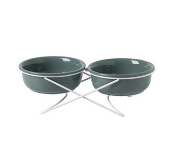 Διπλό κεραμικό μπολ για γατοτροφή